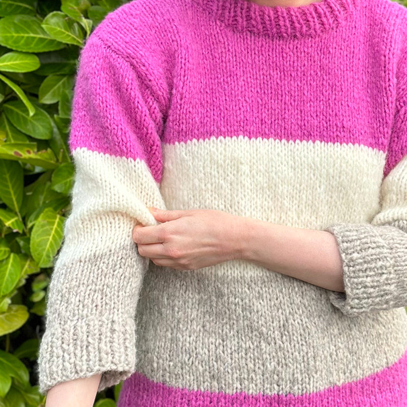 Staff Project: Block Stripe Knitted Jumper in Rowan Brushed Fleece