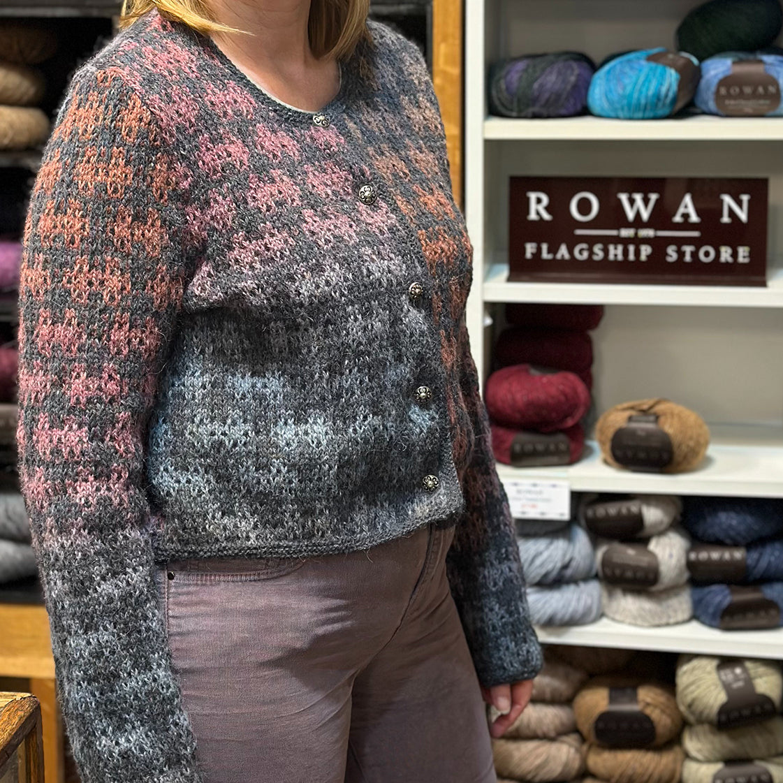 Staff Project: Colourwork Knitted Cardigan in Rowan Felted Tweed