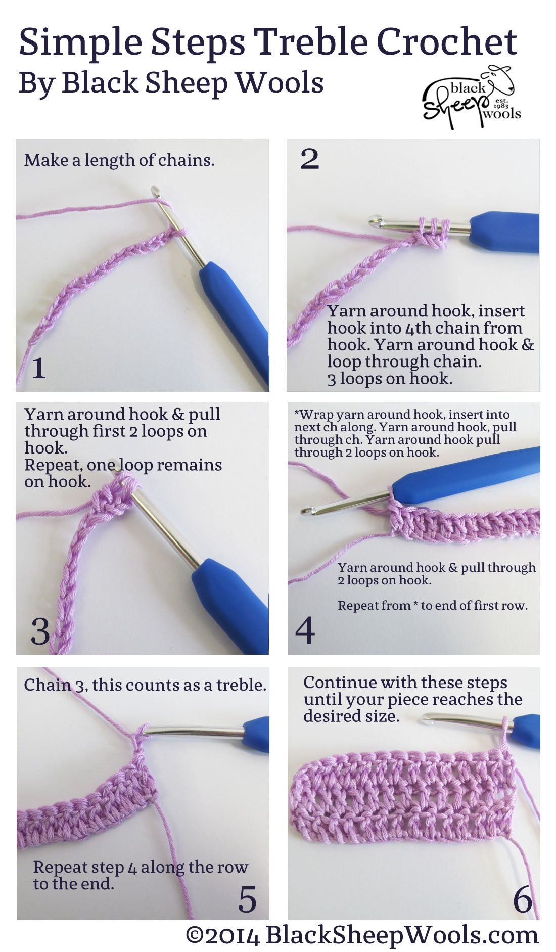 How to do a treble crochet - simple steps
