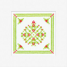Holly Bauble Greetings Card - Heritage Crafts Cross Stitch Kit