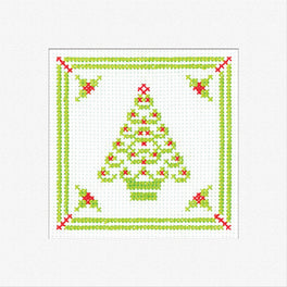 Filigree Christmas Tree Greetings Card - Heritage Crafts Cross Stitch Kit