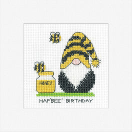 Gonk Birthday Bee- Greetings Card - Heritage Crafts Cross Stitch Kit