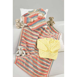 Sweater and Blanket in James C Brett Baby Twinkle Prints