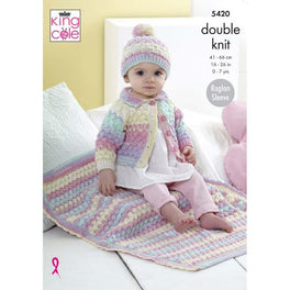 Cardigan Hat and Blanket in King Cole Beaches Dk - Digital Version 5420