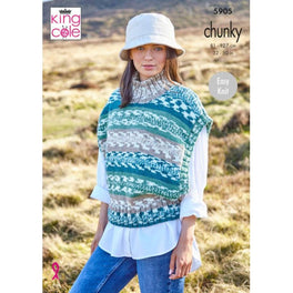 Ladies Round, V Neck and Turtle Neck Tanks: Knitted in King Cole Nordic Chunky