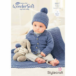 Babies Cardigan, Hat and Blanket in Stylecraft New Wondersoft Dk - Digital Version 9907
