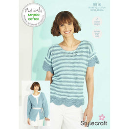 Crochet Tee shirt & Cardigan in Stylecraft Naturals Bamboo + Cotton DK - Digital Version 9916