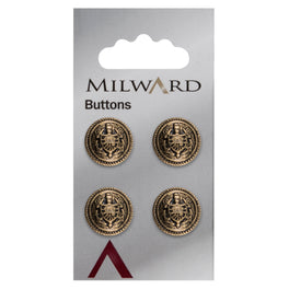 Milward Carded Buttons: 15mm - Pack of 4 - 00138