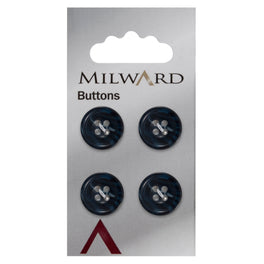 Milward Carded Buttons: 15mm - Pack of 4 - 00544