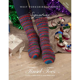 Free Download - Tinsel Toes Crochet V-Stitch Socks in West Yorkshire Spinners Signature 4ply