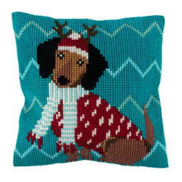 Trimits Cross Stitch Tapestry Cushion Kit: Festive Dog