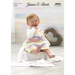 Romper, Dress and Bootees in James C Brett Baby Marble Dk