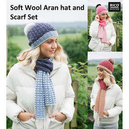 Free Download - Soft Wool Aran Hat and Scarf Set in Rico Creative Soft Wool Aran