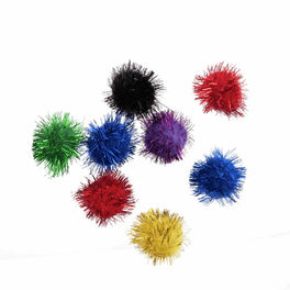 Glitter Pom Pom: 2.5cm (1in): Assorted Colours: Pack 8