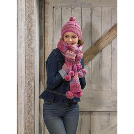 Scarf Hat and Wrist Warmers in James C Brett Marble Chunky