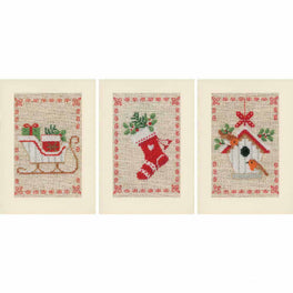 3 Christmas Greeting Cards with envelopes Counted Cross Stitch