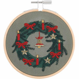 Rico Design Embroidery Kit - Christmas Wreath (including frame)