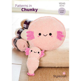 Axolotl Plushie and Cushion in Stylecraft Chenille Chunky - Digital Version 10243