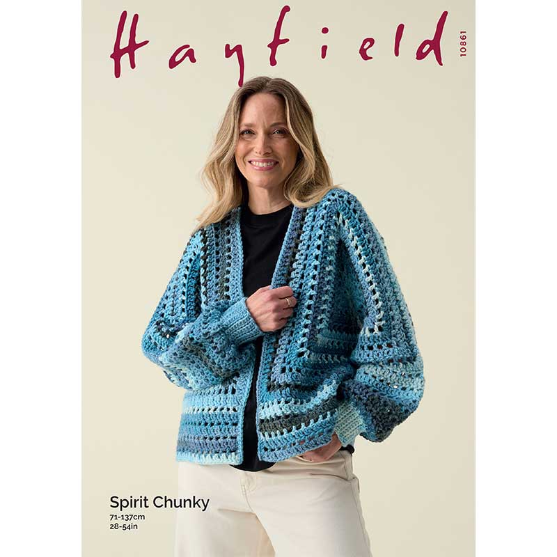 Buy Crochet Cardigan in Hayfield Spirit Chunky 10861 – Black Sheep