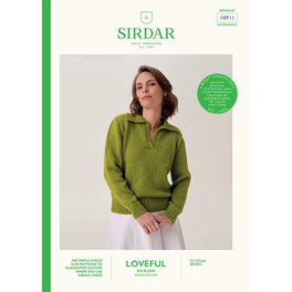 Branched Rib Polo Sweater in Sirdar Loveful Bio Blend Dk - 10911
