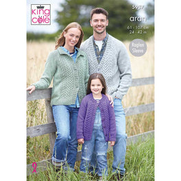 Family Round, Collared & V Neck Cardigans in King Cole Wool Aran