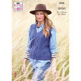 Round & V Neck Tank Tops in King Cole Wool Aran