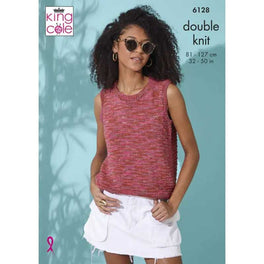 Short Sleeve & Sleeveless Tops Knitted in King Cole Linendale Reflections DK