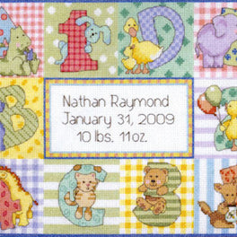 Zoo Alphabet Birth Record - Dimensions Cross Stitch Kit