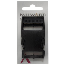 Milward Buckle: Carded: Square: Black: 25mm