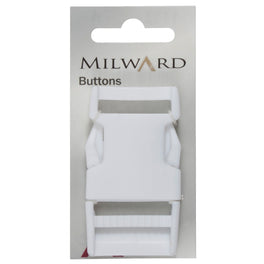 Milward Buckle: Carded: Square: White: 25mm
