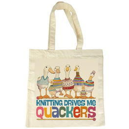 Emma Ball Cotton Canvas Bag - Knitting Drives Me Quackers