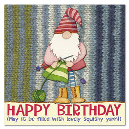Emma Ball Greetings Card - Knitting Gnome