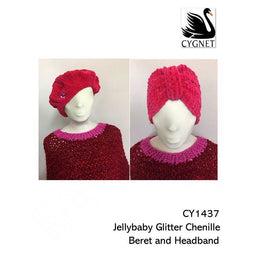 Free Download - Glitter Chenille Beret and Headband in Cygnet Jellybaby Chunky Chenille