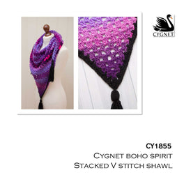 Free Download - Stacked V stitch shawl in Cygnet Boho Spirit