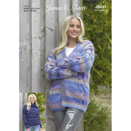 Sweater and Cardigan in James C Brett Marble Chunky