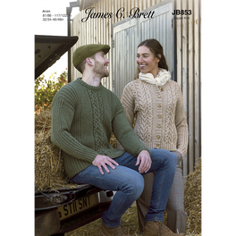 Cardigan and Sweater in James C Brett Croftland Aran