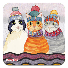 Emma Ball Single Coaster - Three Cats In Hats