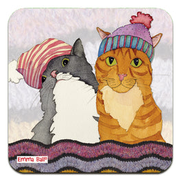 Emma Ball Single Coaster - Two Cats In Hats