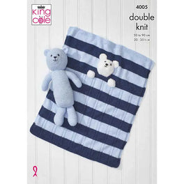 Baby Blankets And Teddy Bear Toy: Knitted in  King Cole Truffle and Dk