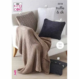 Cushions & Lap Blanket Knitted in King Cole Truffle & Merino Blend DK