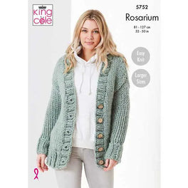 Round & V-Neck Cardigans Knitted in King Cole Rosarium Mega Chunky