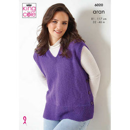 Sleeveless Tops in King Cole Wool Aran