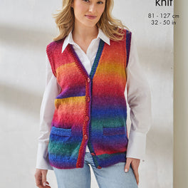 Waistcoat and Slipover knitted in King Cole Riot DK