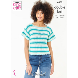 Short Sleeve and Sleeveless Top crocheted in King Cole Cottonsoft Dk