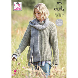 Sweater, Cardigan and Scarf knitted in King Cole Flair Solo Chunky