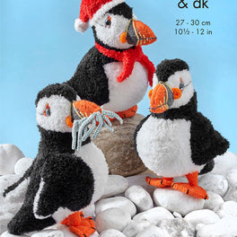 Puffins knitted in King Cole Truffle