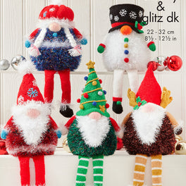 Christmas Gonks knitted in King Cole Tinsel Chunky and Glitz DK