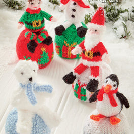 Christmas Orange Covers with Figures knitted in King Cole Dk