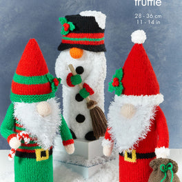 Gonks Christmas Crisp Tube Covers knitted in King Cole Dk