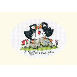 I Puffin Love You- Bothy Threads Greeting Card Cross Stitch Kit